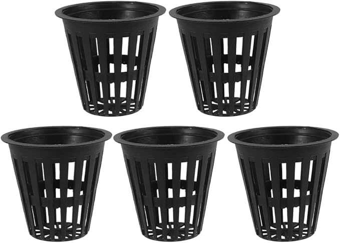 Toddmomy Hydroponic Grow Baskets 5-Pack 2.16X1.96X1.18In Slotted Mesh Net Cups for Seed Starting Root Aeration Indoor Outdoor Hydroponics Aquaponics Vegetable Orchid Plant Containers