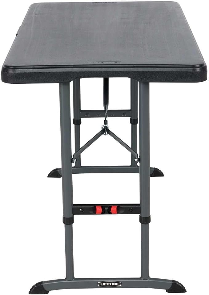 LIFETIME 4-Foot Commercial Adjustable Folding Table, Black