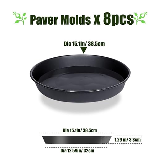 8 Pcs Stepping Stone Mold, Round Plastic Paver Molds for Concrete, Dia 15.1in/ 1.53 in Depth Cement Black Tray, Reusable DIY Form for Paving Garden Path, Walkway, Patio, Outdoor Landscaping