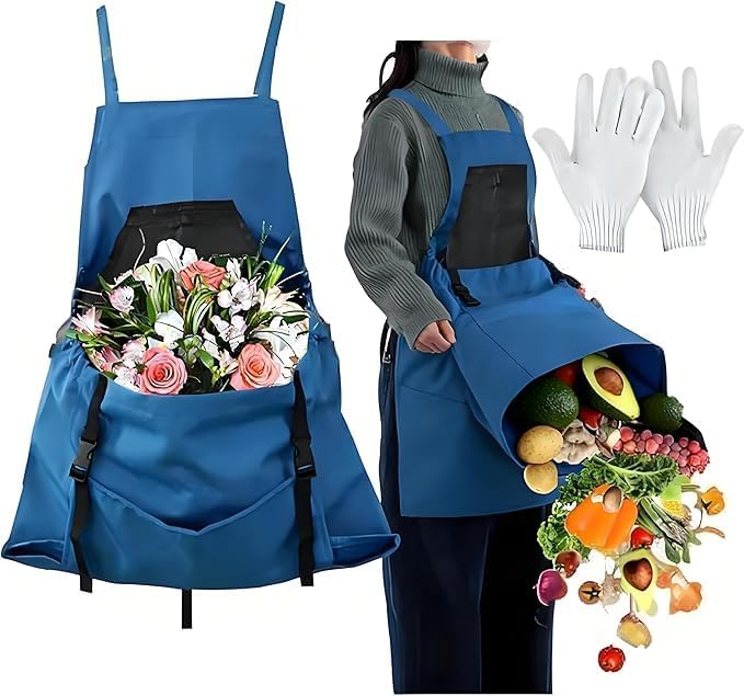 Women's Gardening Apron with Pockets, Durable Garden Harvesting Apron for Outdoor Picking