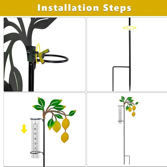 Rain Gauge with 7-Inch Tube, Unique Rain Gauge Outdoor, Decorative Rain Water Gauge for Garden, Yard, Lawn