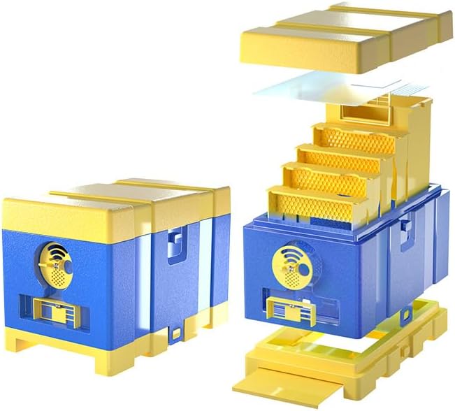 Queen Nuc Box Bee Mating Nuc Hive Bee House Mini Bee Hives Box Queen Rearing Box for Beekeeping (Blue)