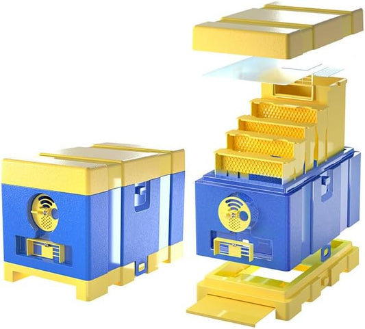 Queen Nuc Box Bee Mating Nuc Hive Bee House Mini Bee Hives Box Queen Rearing Box for Beekeeping (Blue)