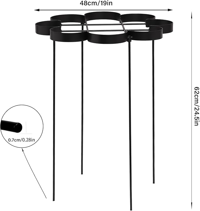 25" Peony Cages and Supports - Elegant Black Modern Flower Support Stakes for Peonies & Dahlias - Designed for Stability & Growth - Perfect for Gardens & Patios