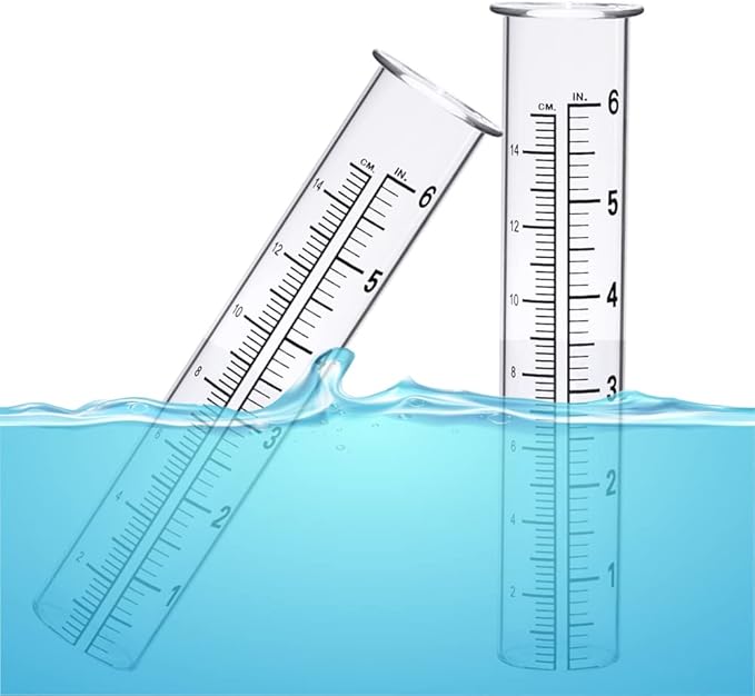 BIUWING 6 inch Rain Gauge Replacement Tube Glass for Yard Garden and Outdoor Home, with Tube Brush, Best Rated,2 Packs