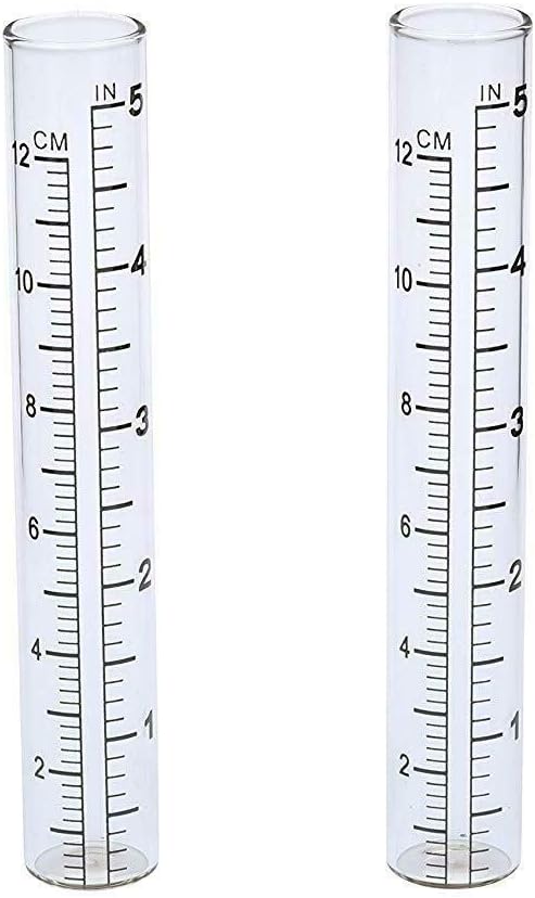 BRAVECOW 2pcs 5" Capacity Rain Gauge Glass Replacement Tube for Yard Garden Outdoor Home Tube Flat Bottomed