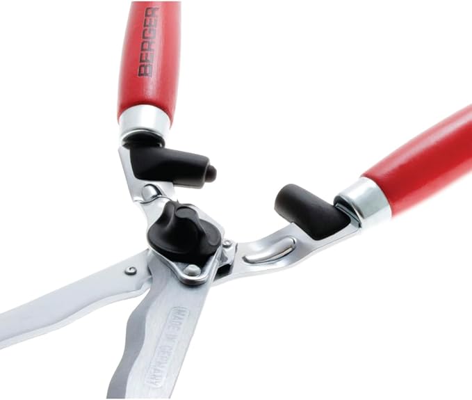 BERGER Hedge Shears – Professional 23.6" Garden Clippers with Wavy Chrome-Plated Steel Blades, 9.45" Cutting Length, Beechwood Handles, Adjustable Tension – 4590