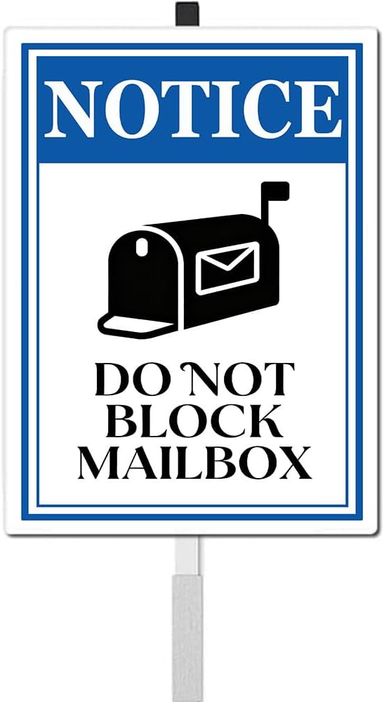 Notice Do Not Block Mailbox Yard Sign With Stakes No Parking in Front of Mail Box Do Not Park Postbox Rustproof Reflective Aluminum Courtyard Signs 8x12 IN