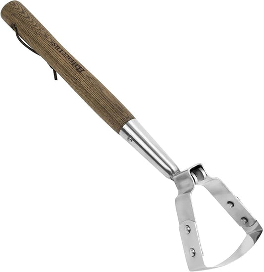 Haliaeetus Scuffle Hoe, 16.8'' Stirrup Hoe for Weeding Precisely in Raised Bed, Stainless Steel Action Hoe for Weeding in Push-Pull Motion, Hula Hoe with Compact Size for Weeding in Between Plants