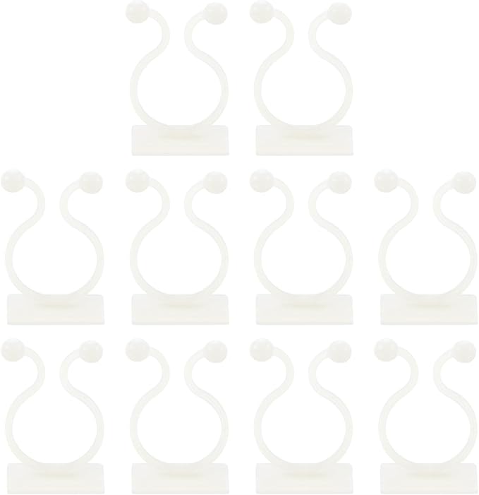 uxcell 100Pcs Plant Climbing Wall Fixture Clips, Plant Fixer Self-Adhesive Hooks Wire Fixing Supporting for Indoor Outdoor Decoration and Cable Wire Fixing (White, 16.2mm/0.64")