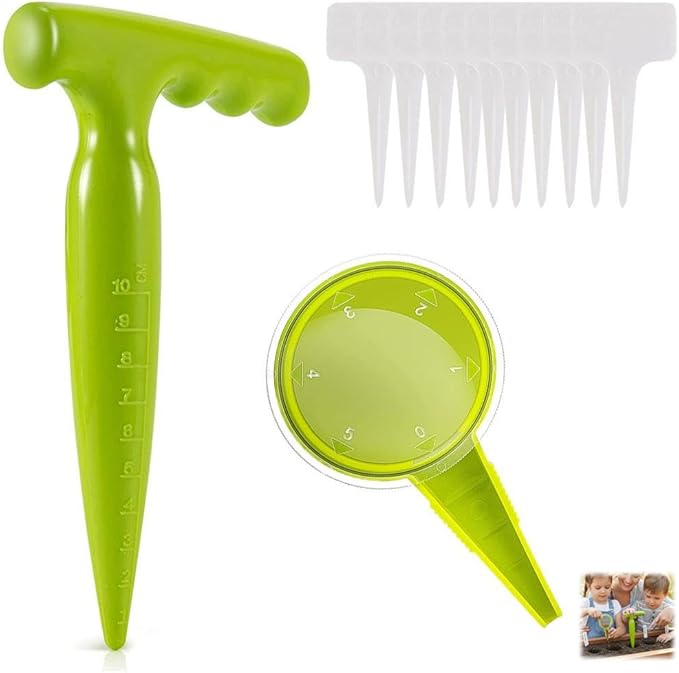 Sowing Seed Dispenser Hand Tool, Handheld Garden Seeder Sower Planter with Handle, Plastic Seed Dibbler for Sowing Seeds, Planting, Bulbs, Digging (setB 1set)
