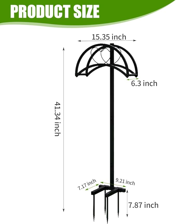 Garden Hose Holder Freestanding Hose Holder Heavy Duty Metal Detachable Hose Reel Stand Water Hose rack For Outside (Black, 15.35 * 6.3 * 41.34)