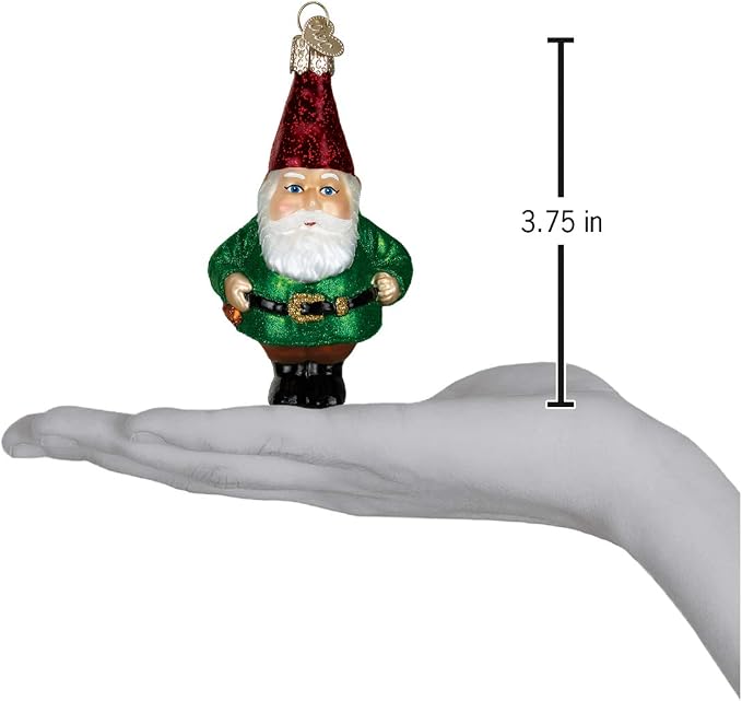 Old World Christmas Garden Gnome Glass Blown Ornament for Christmas Tree, Handcrafted Holiday Decoration, Gnome Collection