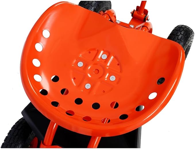 Garden Cart Rolling Scooter, Adjustable Height Heavy Duty Scooter, Rolling Garden Cart with 4 Wheels and Extendable Handle, Garden Stool Cart with 360-Degree Seat and Tool Tray Red