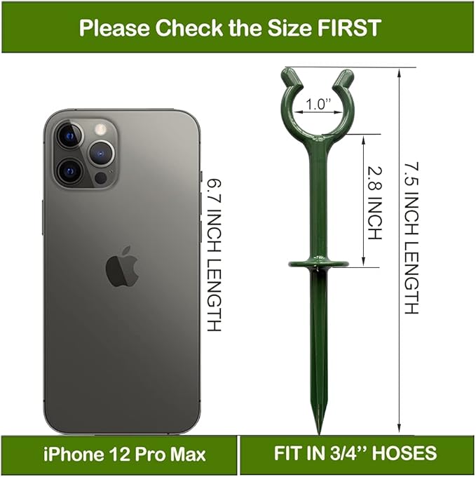 Garden Hose Guide Stakes Set of 10 - Heavy Duty 3/4” Hose Holder Spike for Lawn & Plant Saver, Yard Soaker Support, Durable Kink-Free Watering (Fit 3/4”Hoses)