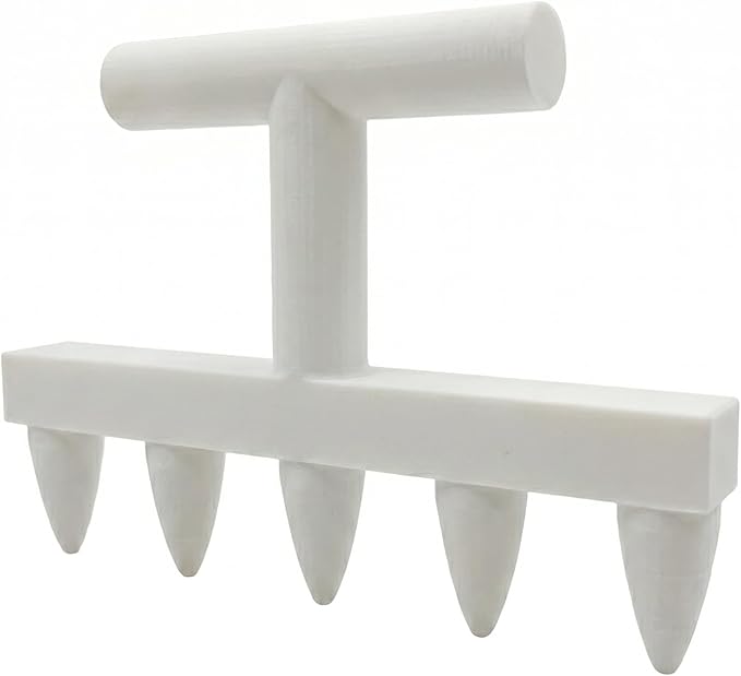 3D Printed 5-Prong Seed Dibber Gardening Tool, Unibody Hand Seeding Punch & Plant Hole Digger for Raised Beds, Seed Spacing Tool & Garden Row Maker, 7.1" x 4.7" (White)