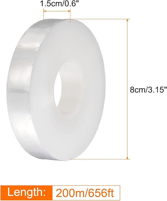 HARFINGTON Fruit Tree Grafting Tape 1.5CM x 200M 0.3" Dia PE Stretchable Garden Grafting Plants Nursery Repair Tapes Self Adhesive Floristry Film for Floral Tree and Poly Budding, White