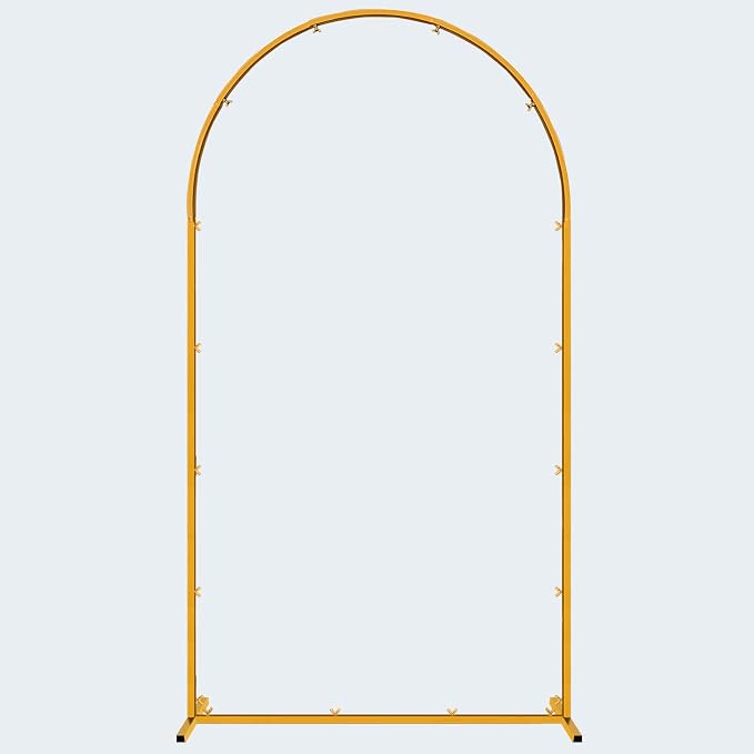 Hemmotop 7.2FT Arch Backdrop Stand for Party, Ceremony, Metal Arch Frame with Ground Stakes, Gold Photo Back Drop Stand for Bridal Shower, Birthday, Photo Booth, Garden Decoration, Baby Shower