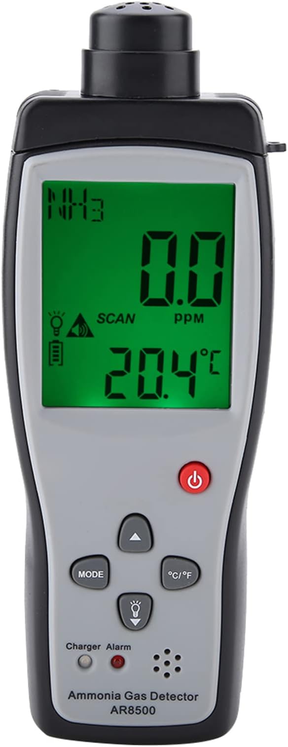 Fafeicy Smart Sensor AR8500 Gas Detector, ABS Material, High Sensitivity NH3 Monitor, Handheld Tester for Farms, Power Plants, and Mines