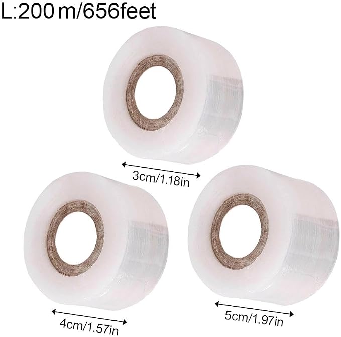 2Pcs Grafting Tape for Fruit Trees,656FT PE Stretchable Clear Floral Tape Film Self-Adhesive,Garden Plants Repair Budding Tapes for Fruit Trees, for Fruits, Floral and Tree