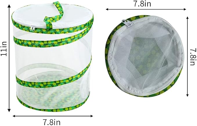 Butterfly Growing Kit- Pop Up Foldable Butterfly Habitat Cage -7.8" x 11" Tall - Clear Mesh Enclosure Terrarium