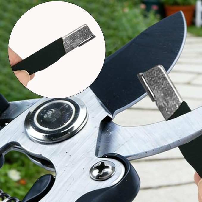 2 Pack Pocket Sized Garden Tool Blade Sharpener, pocket knife sharpener for Pruners, Shears, Knives, Hedge Clippers & Axes, Quick Edge Restoration for Gardening, Camping & Outdoor Use (Red + Black)