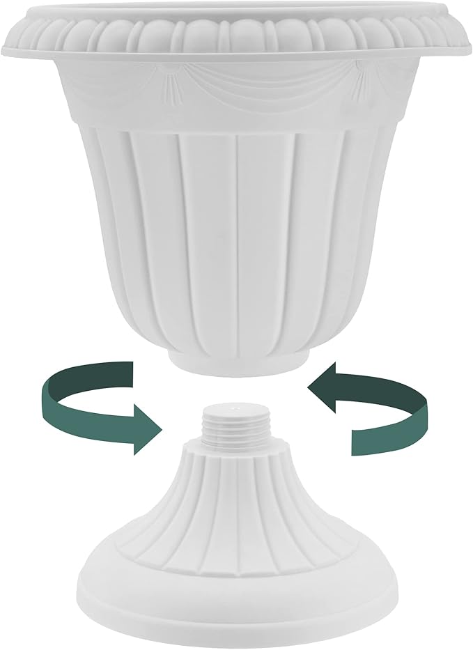 Arcadia Garden Products PL00TP Classic Traditional Plastic Urn Planter, 16" x 18", Taupe