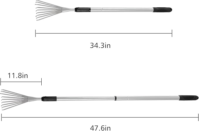 Extendable Handle Rake,Shrub Rake,for Clean up Debris Lawn Shrub Bush and Flowers