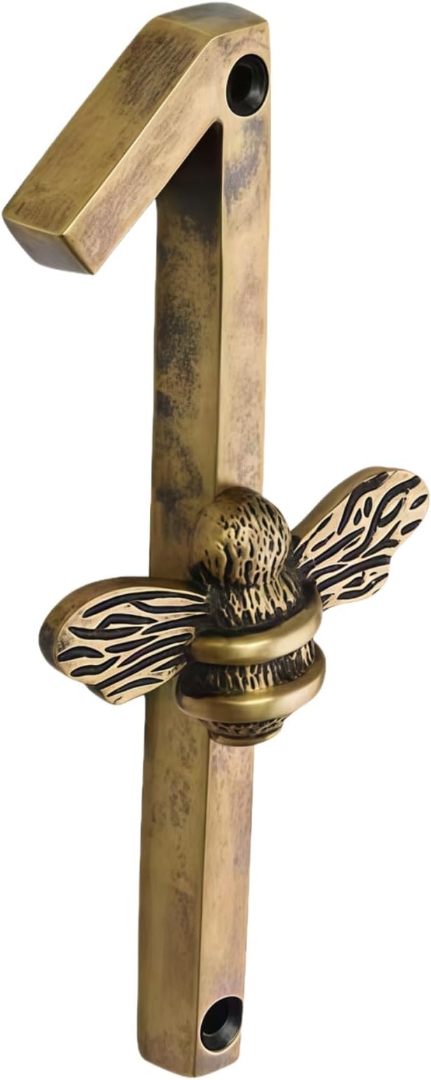 Aimery Bee House Number Sign, Classical Style 0-9 Metal, 3.5 inch for Outside, Motels，Address Numbers for House, Mailbox(Gold,1)