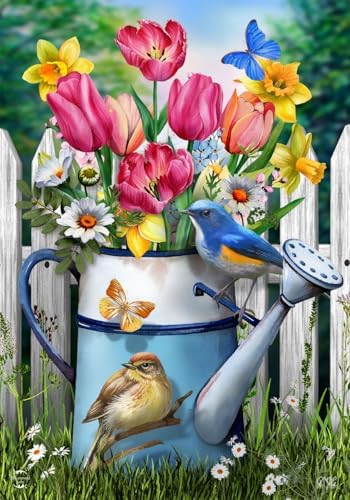 Floral Watering Can Spring Garden Flag 18" x 12.5" Briarwood Lane