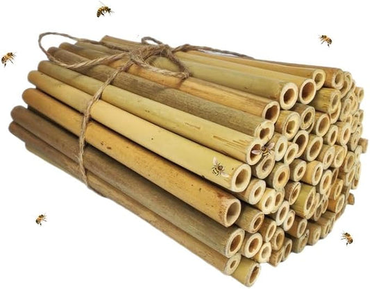INature Solitary Bee Bamboo Tubes - 4" Length, Pack of 100, Perfect for Mason Bee Houses and Garden Pollination Kits