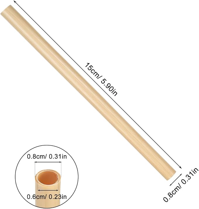 Homoyoyo Natural Reed Mason Bee Tubes, 100-Pack 5.9 Inch Bee House Refill Tubes for Mason and Solitary Colonys, 0.2-0.31 Inch Diameter Reed Nesting for Colony Hotel Garden Pollinator Habitat