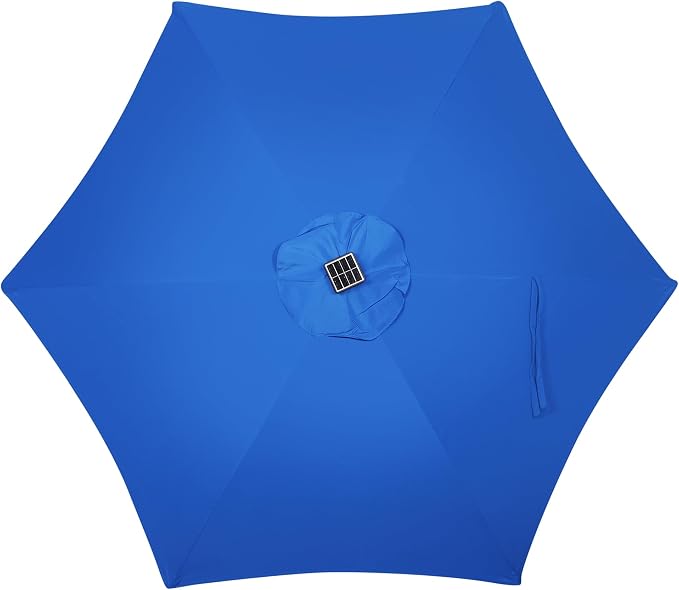 Blissun 7.5 ft Solar Umbrella, 18 LED Lighted Patio Umbrella, Table Market Umbrella