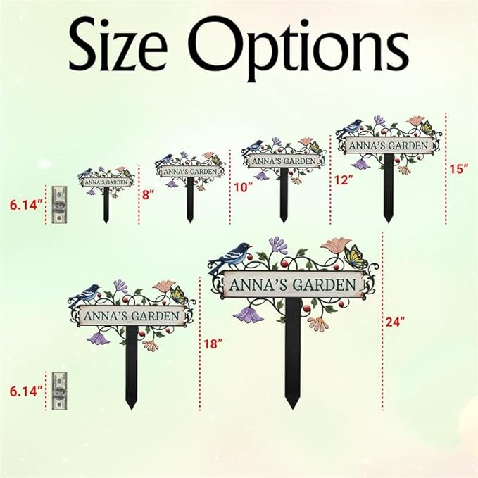 Personalized Metal Yard Sign, Custom Metal Stake Decor, Bird, Butterfly & Flower Design, Gift for Garden Lovers, Garden Decor (Bird, Butterfly & Flower)