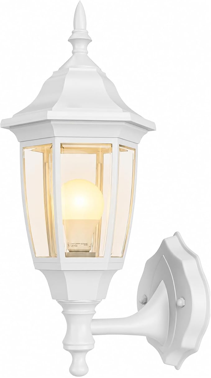 EMART Outdoor Front Porch Light, Exterior Anti-Corrosion, Waterproof Aluminum & Glass Shades Wall Lamp Fixture, Modern Sconce Lantern for Outside, House, Garage - 1 Pack, Gold （Bulb Included）