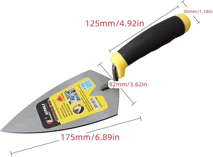 2 Pcs Pointing Trowel Masonry Hand Tool, 7"Trowel with Soft Grip Handle, Margin Trowel for Bricklaying