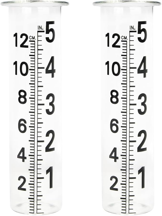 5'' Capacity Rain Gauge Replacement Tube,2 Pcs Glass Rain Gauges Tube for Garden Yard Outdoor