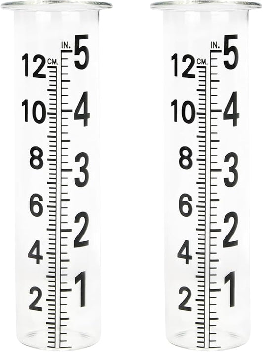 5'' Capacity Rain Gauge Replacement Tube,2 Pcs Glass Rain Gauges Tube for Garden Yard Outdoor