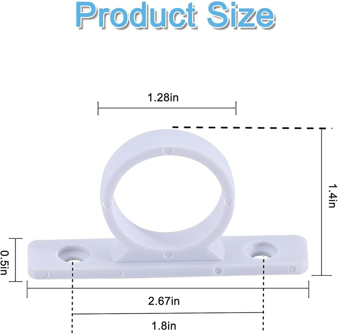 DF-SA155-WT RV Shower Hose Guide Ring - Mounting Screws Included, 2 Pack White