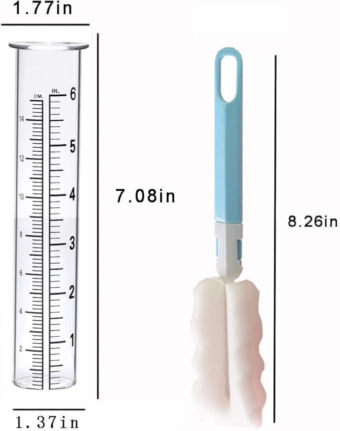 BIUWING 6 inch Rain Gauge Replacement Tube Glass for Yard Garden and Outdoor Home, with Tube Brush, Best Rated,2 Packs