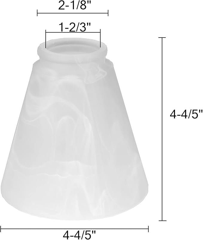 Pack of 4 Alabaster Transitional Style Shade, Transitional Style Replacement Glass Shade, XIDING Ceiling Fans Glass Shade, with Standard 2-1/8" Fitter Size, 4-4/5" high, 4-4/5" Diameter