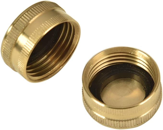 2 Pack 3/4" Brass Garden Hose End Caps with Washers
