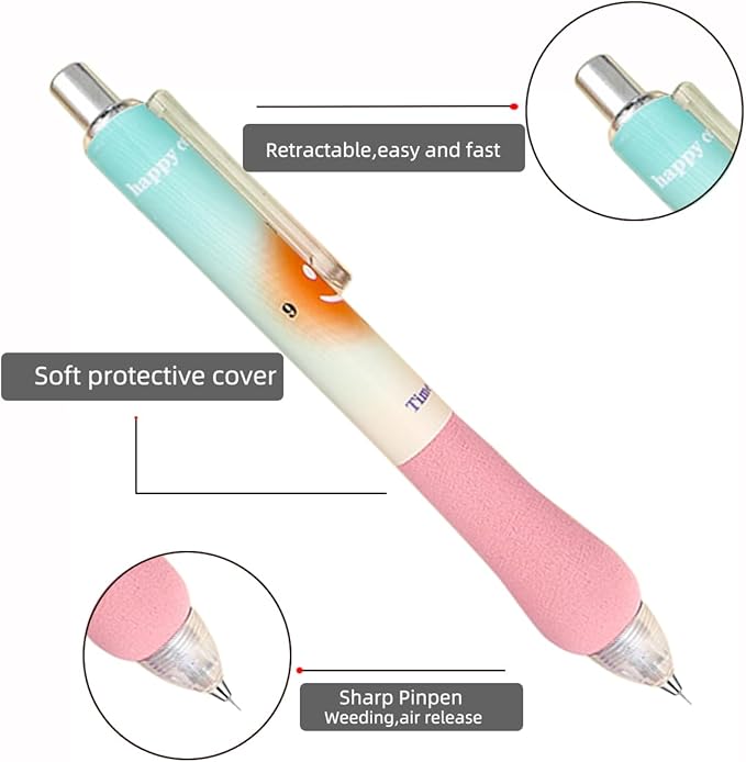 aigHOMnE 2 Piece Pin Pen Weeding Tool for Vinyl, Precision Weeding Pen Tools Quick Air Release Tool Pinpen for Craft Projects Pen Weeder Pokey Tool (2 Piece Random Color)
