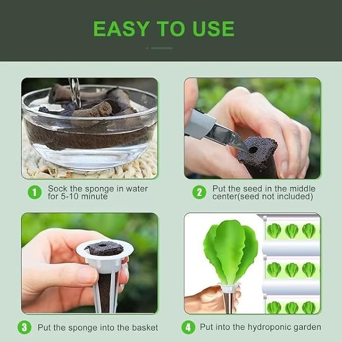 YBB 100PCS Grow Sponges, Hydroponic Seed Starter Pods Sponges Compatible with Aerogarden, Rapid Rooter Starter Plugs for Hydroponic Indoor Garden System
