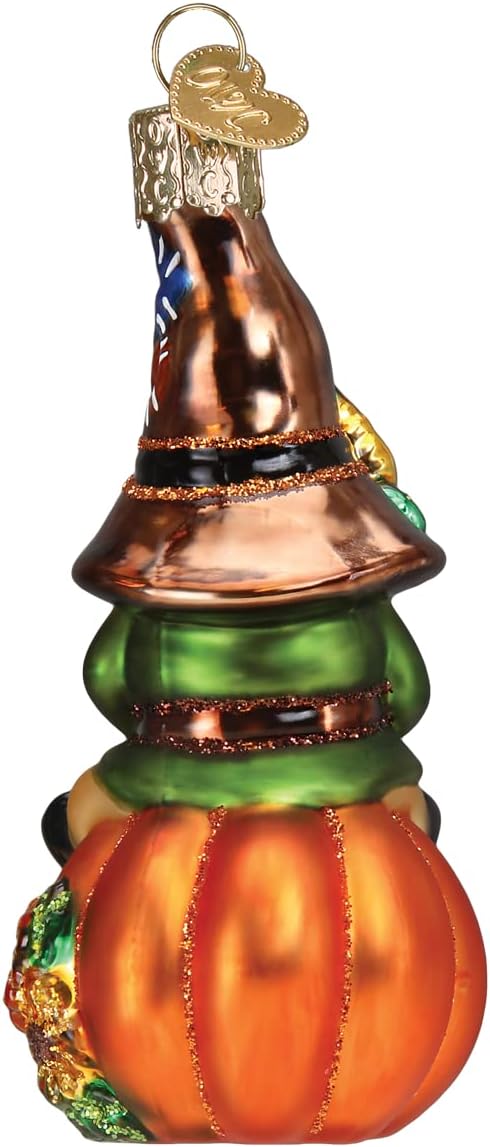 Old World Christmas Fall Harvest Gnome Glass Blown Ornament for Christmas Tree, Handcrafted Holiday Decoration, Gnome Collection