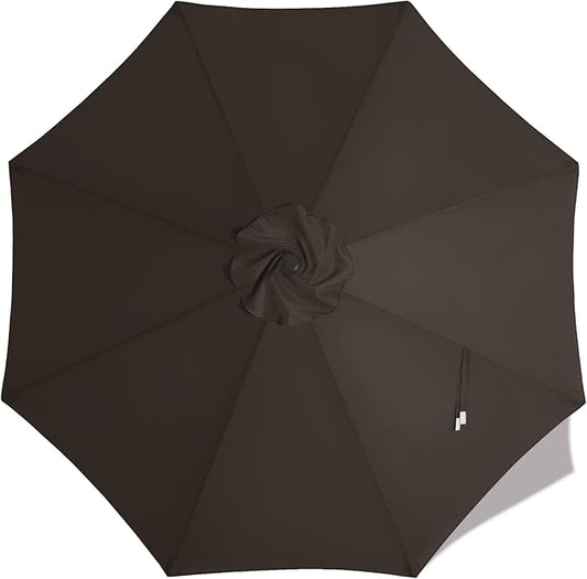 MASTERCANOPY Patio Umbrella 11 ft Replacement Canopy for 8 Ribs-Brown Canopy Only