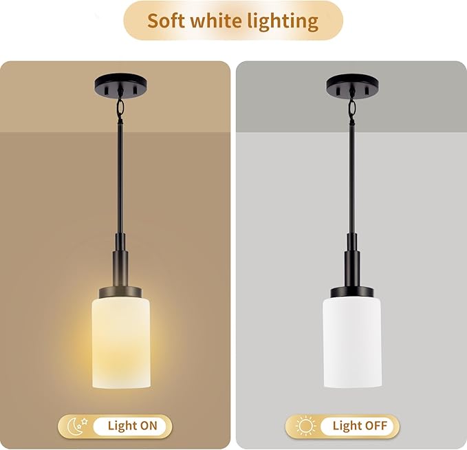 2 Pack Frosted Opal White Glass Lamp Shade, Lip-less Cylinder Glass Light Fixture Cover, Replacement Globe for Chandelier, Pendant, Vanity Light