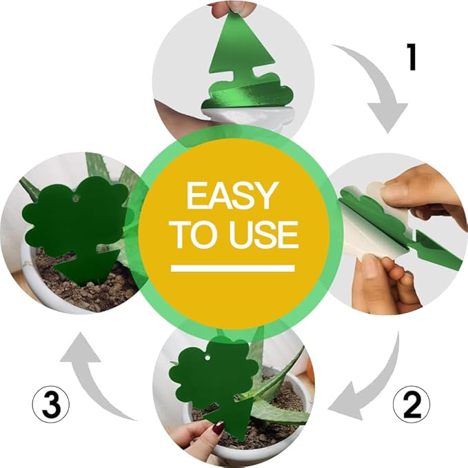 58 Pack Gnat Killer Sticky Traps for Plants - Green Fungus Gnat Sticky Trap for Indoor Houseplants, Fruit Flies, Whiteflies, Aphids - Family Friendly Design, Flower and Cloud Shapes