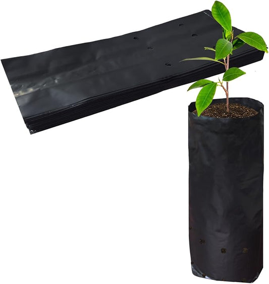 Belit 100 Pcs Deep Nursery Grow Bags, 11.5" H Plastic Pots for Starting Deep Rooted Plants Vegetable, Flower, Seedling Tree, Black
