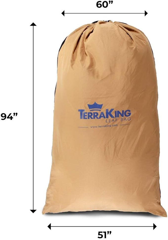 TerraKing Pro Leaf Bag for Ride-On Lawn Mowers | 54 Cu. Ft., 120" Opening | 2-Bag System | Heavy Duty Nylon Bottom | Fast Easy Leaf Collection | Tan (Model ST95084)